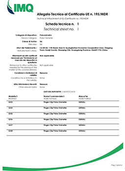 Medical Device MDR Certificate for Pulse Oximeter