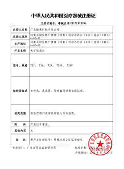 Big display digital thermometer registration certificate